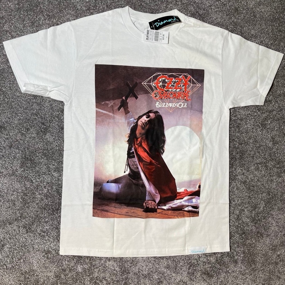 Diamond‎ Supply Co Ozzy Osbourne Blizzard of Ozz White Graphic T-Shirt Mens New
